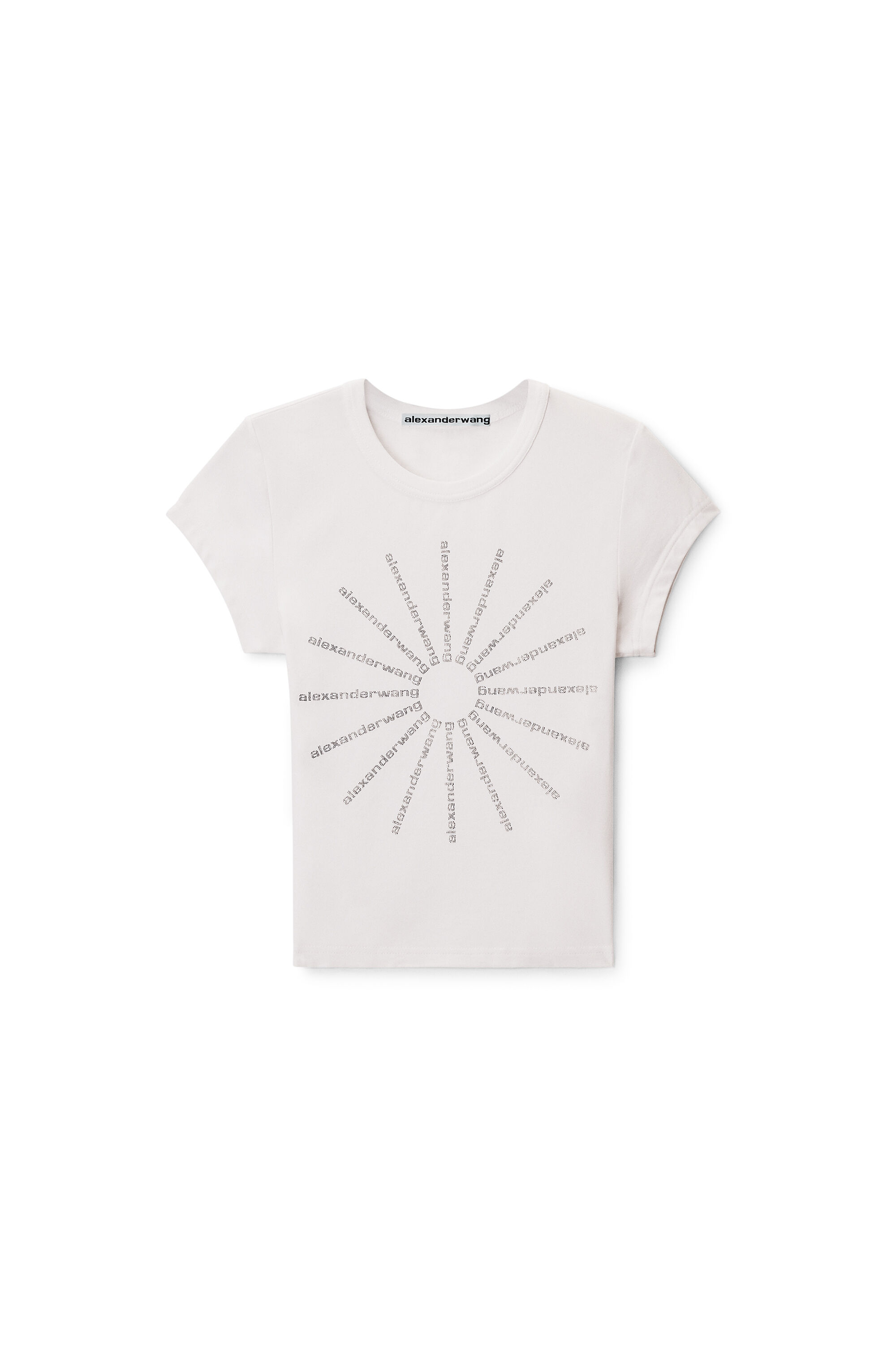 CRYSTAL HOTFIX PINWHEEL FITTED TEE in WHITE | alexanderwang®