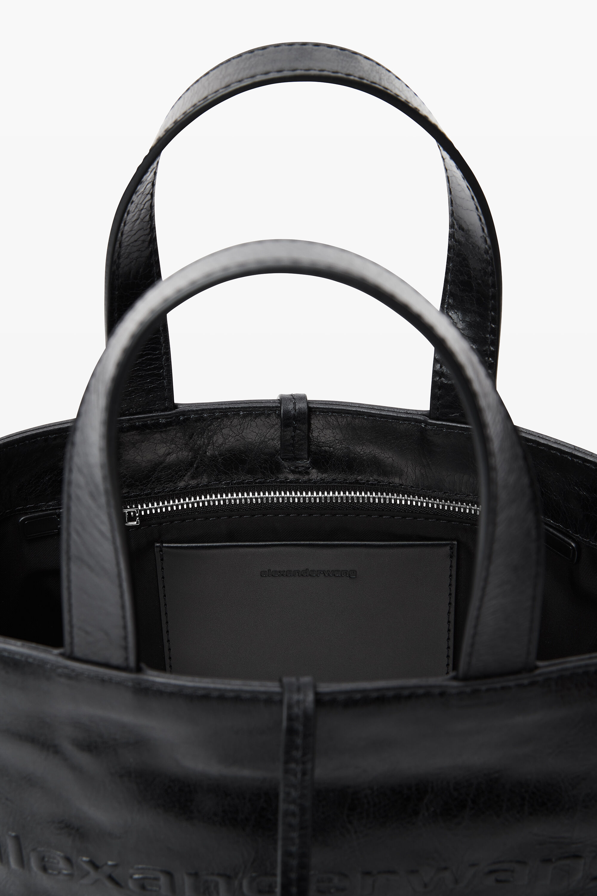 Punch Small Tote Bag in Crackle Patent Leather in BLACK