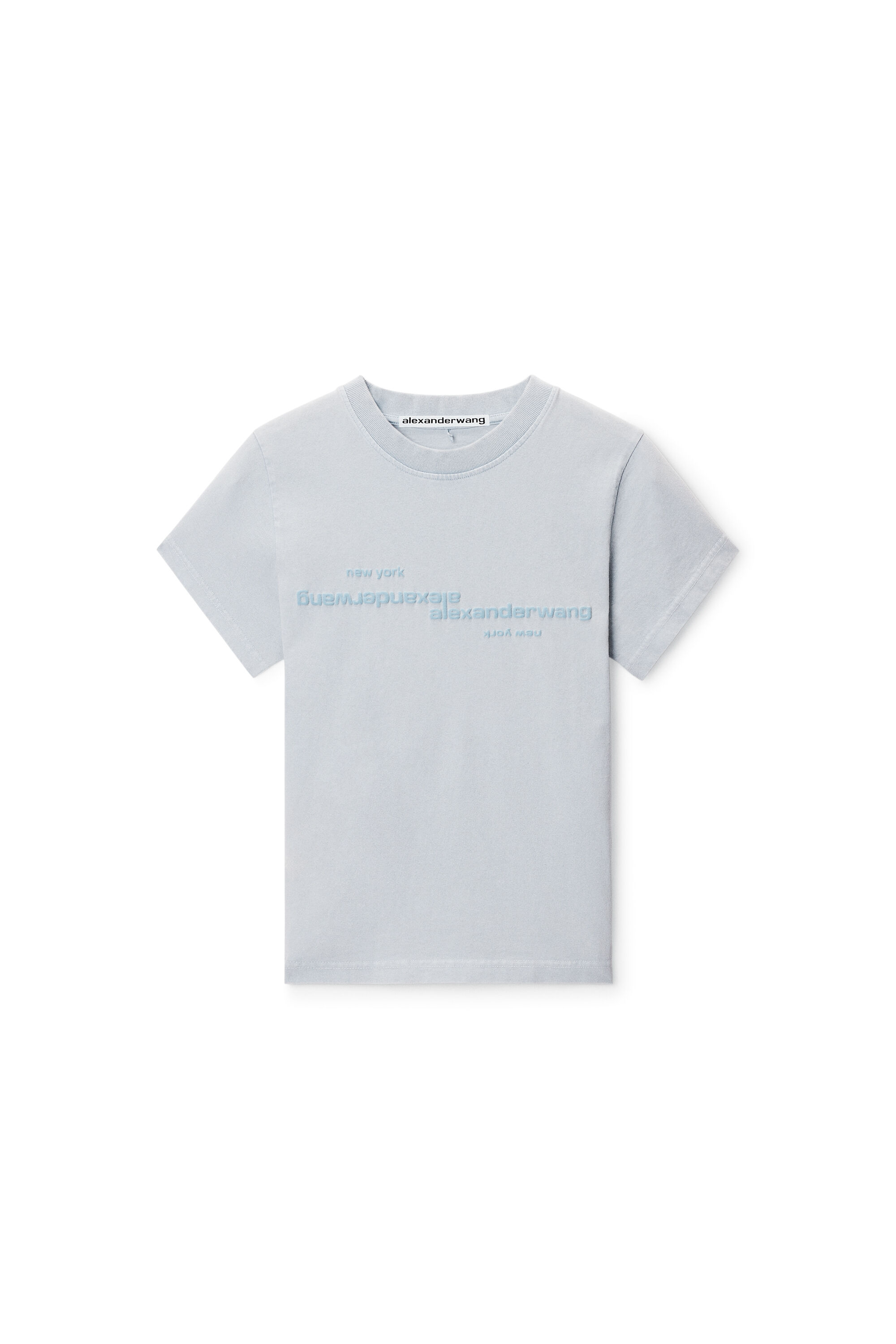 Alexander wang アンゴラロゴトップス MIRRORED LOGO TEE in WASHED SKY | alexanderwang®