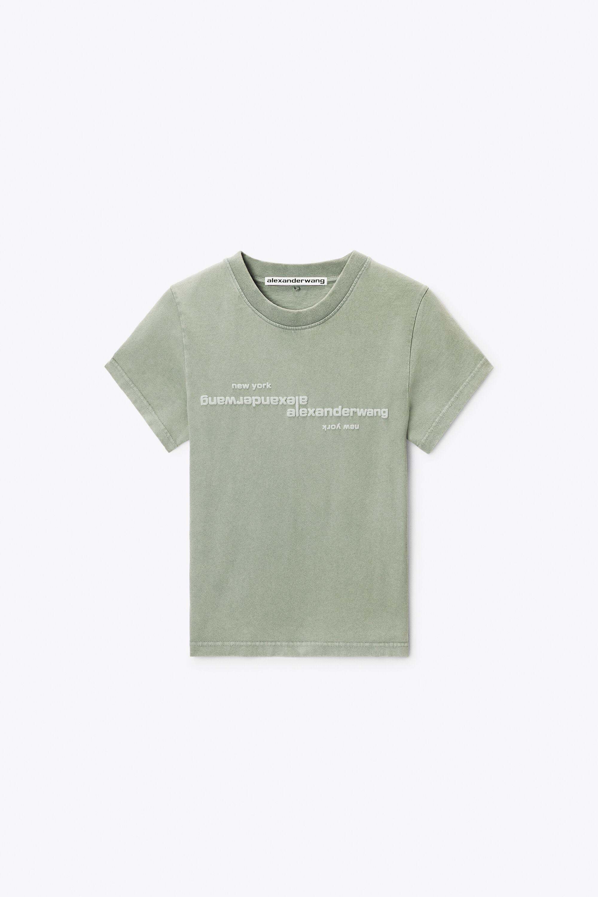 MIRRORED LOGO TEE in WASHED SAGE | alexanderwang®
