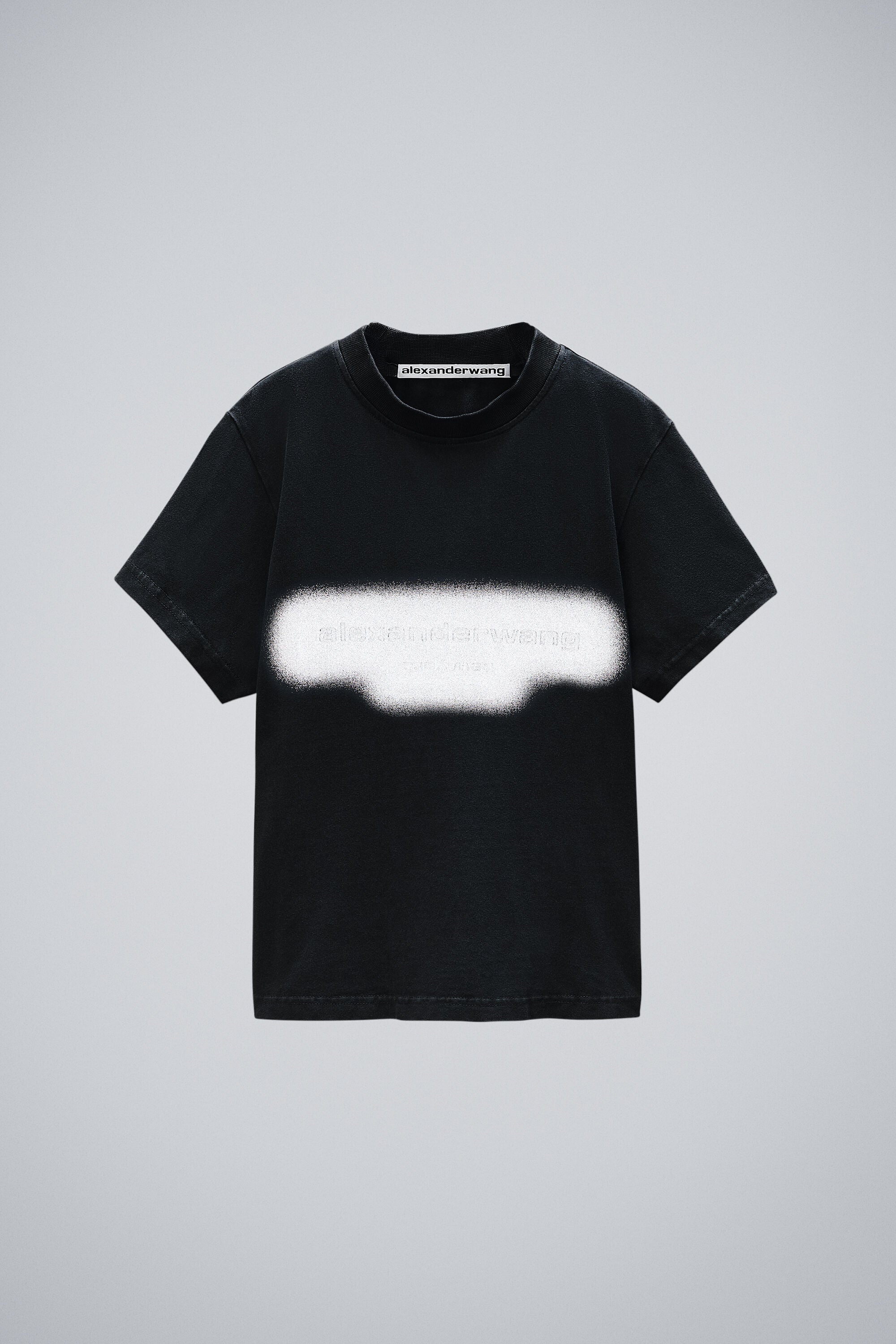 Reflective Halo Print Logo Tee in WASHED BLACK | alexanderwang®