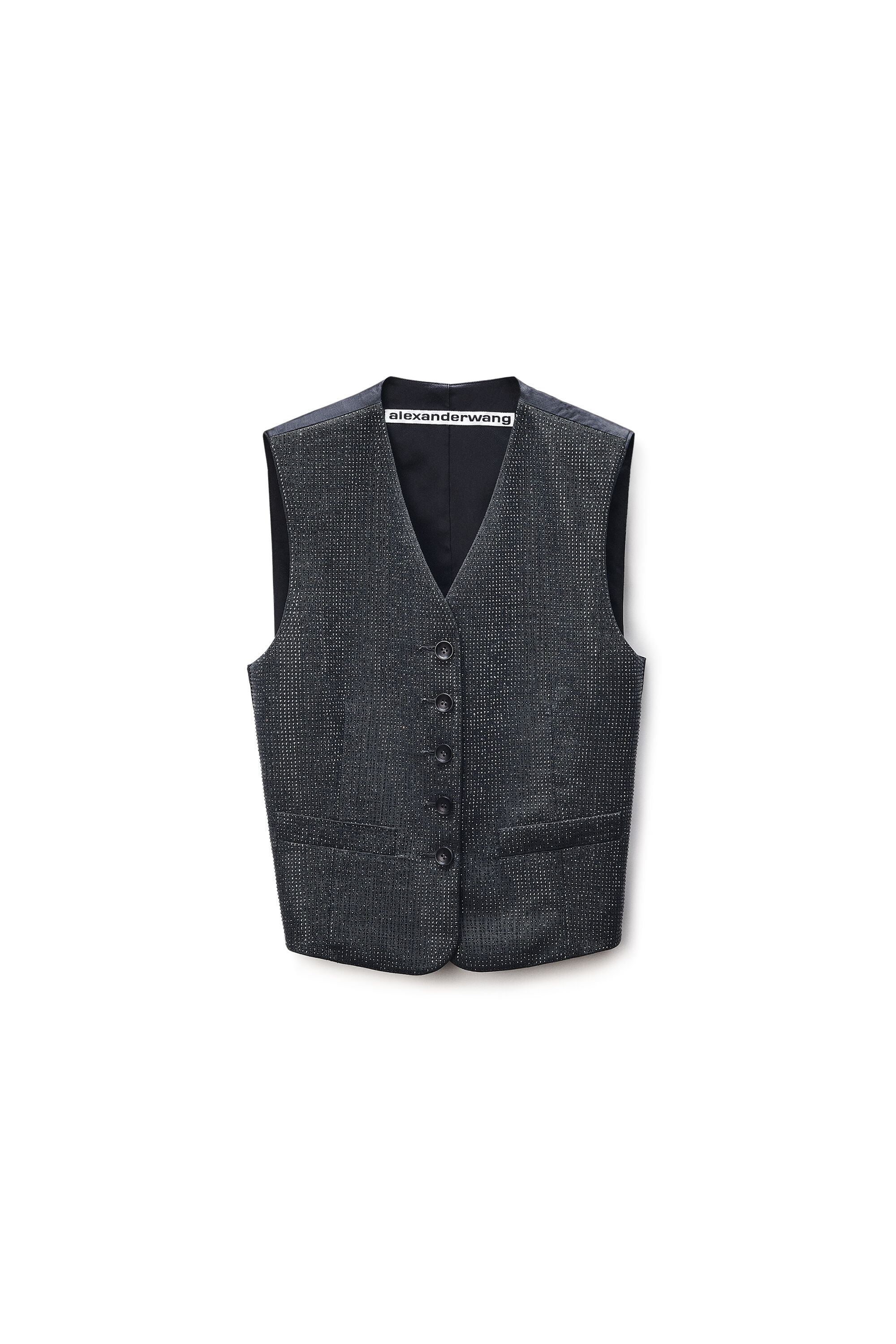 Crystal Hotfix Tailored Vest in GREY | alexanderwang®