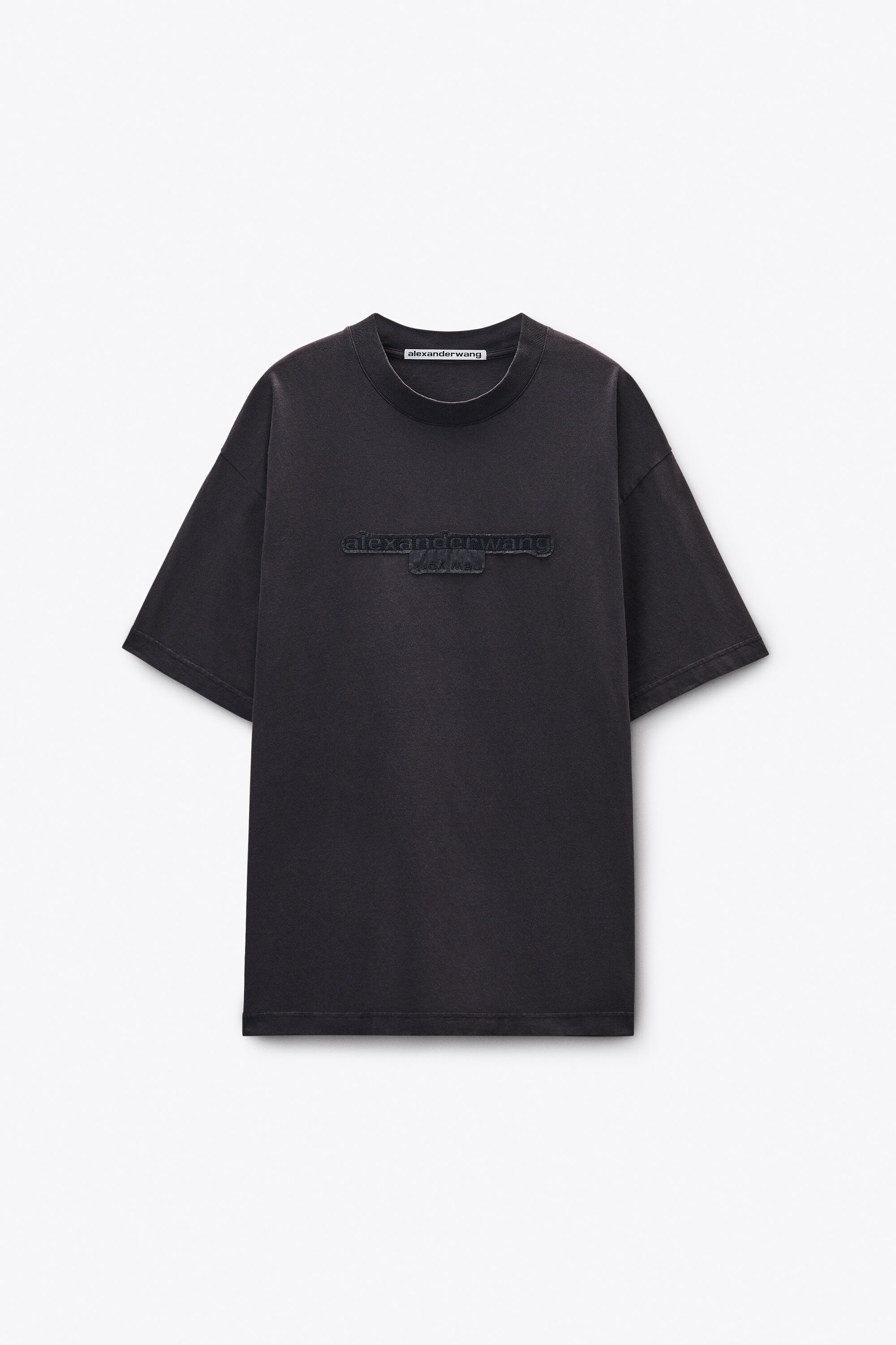 Washed Grey Jersey Logo Long-Sleeve Tee in WASHED BLACK BEAN