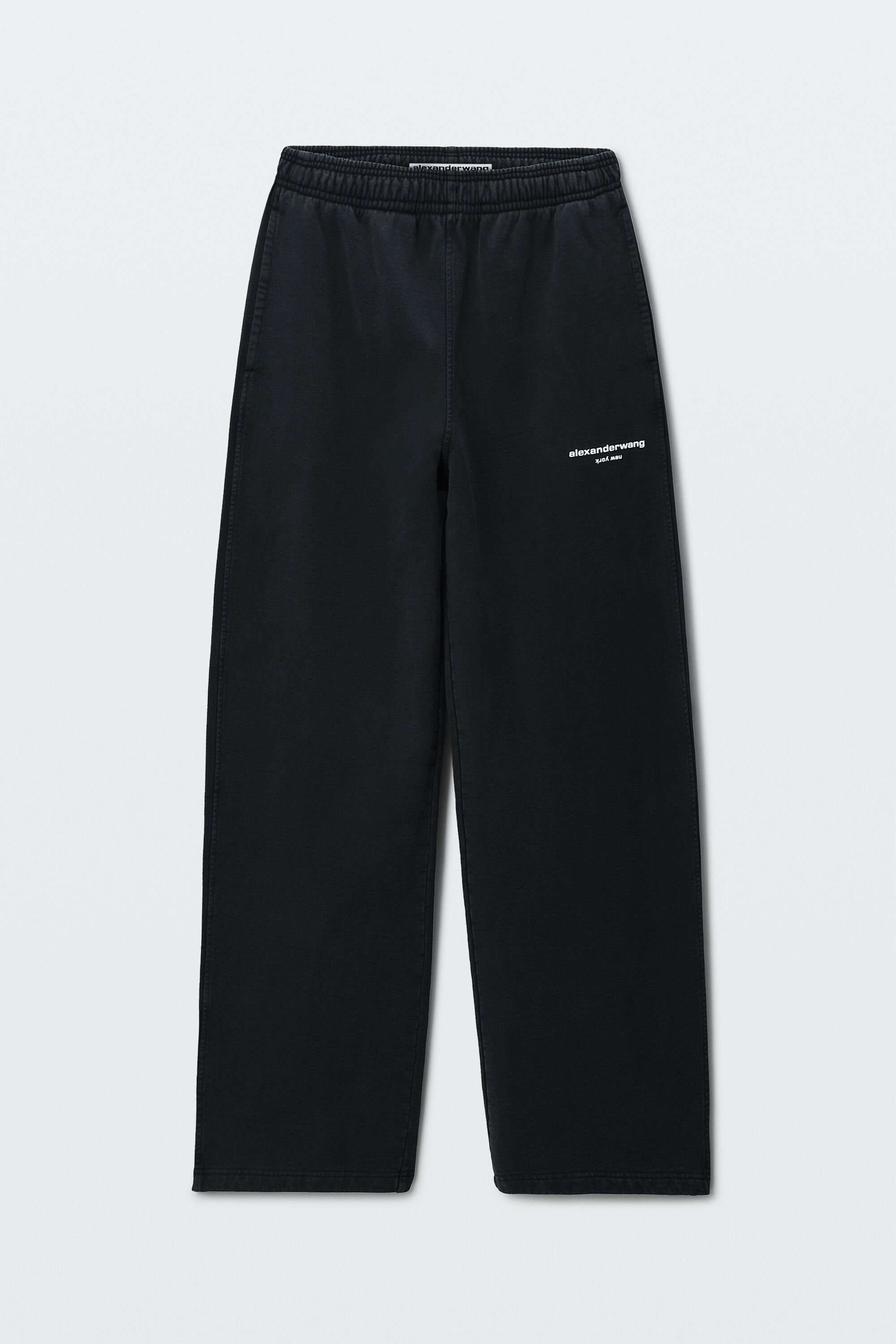 LOGO PRINT MID-RISE OVERSIZED SWEATPANT in WASHED BLACK