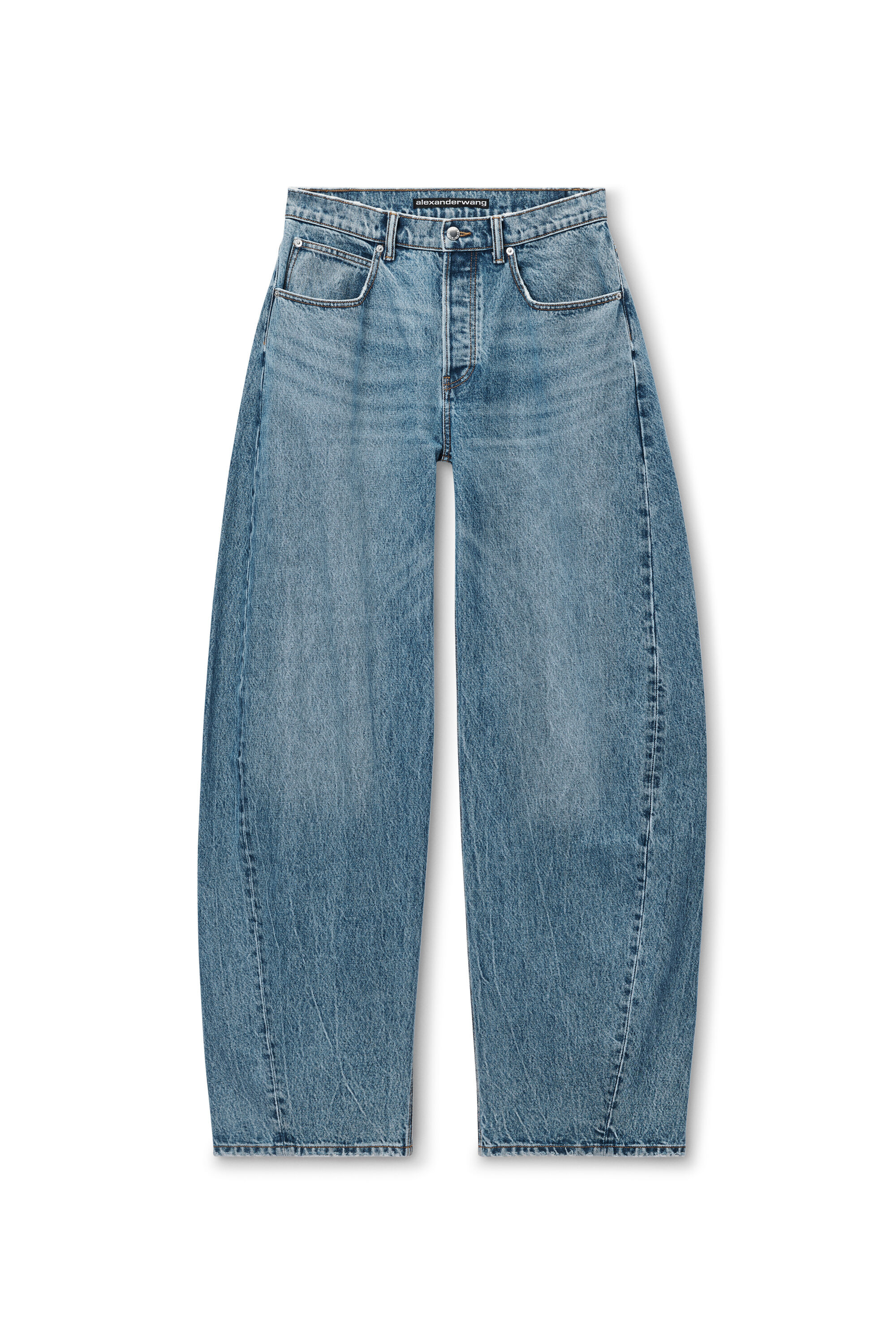CRYSTAL HOTFIX CURSIVE LOGO POCKET BLOW UP JEAN in VINTAGE LIGHT