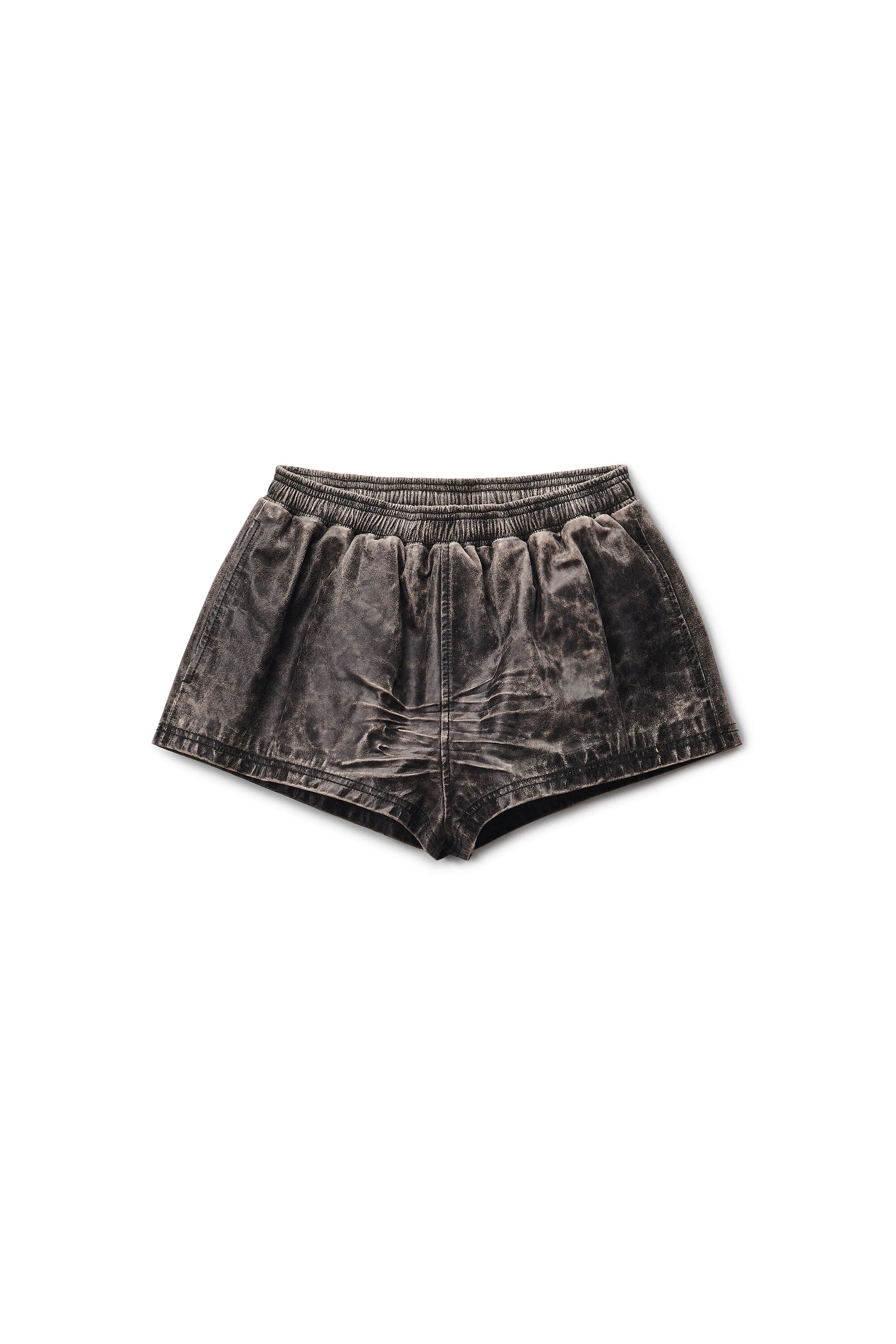 Distressed Leather Short in STONE/BLACK | alexanderwang®