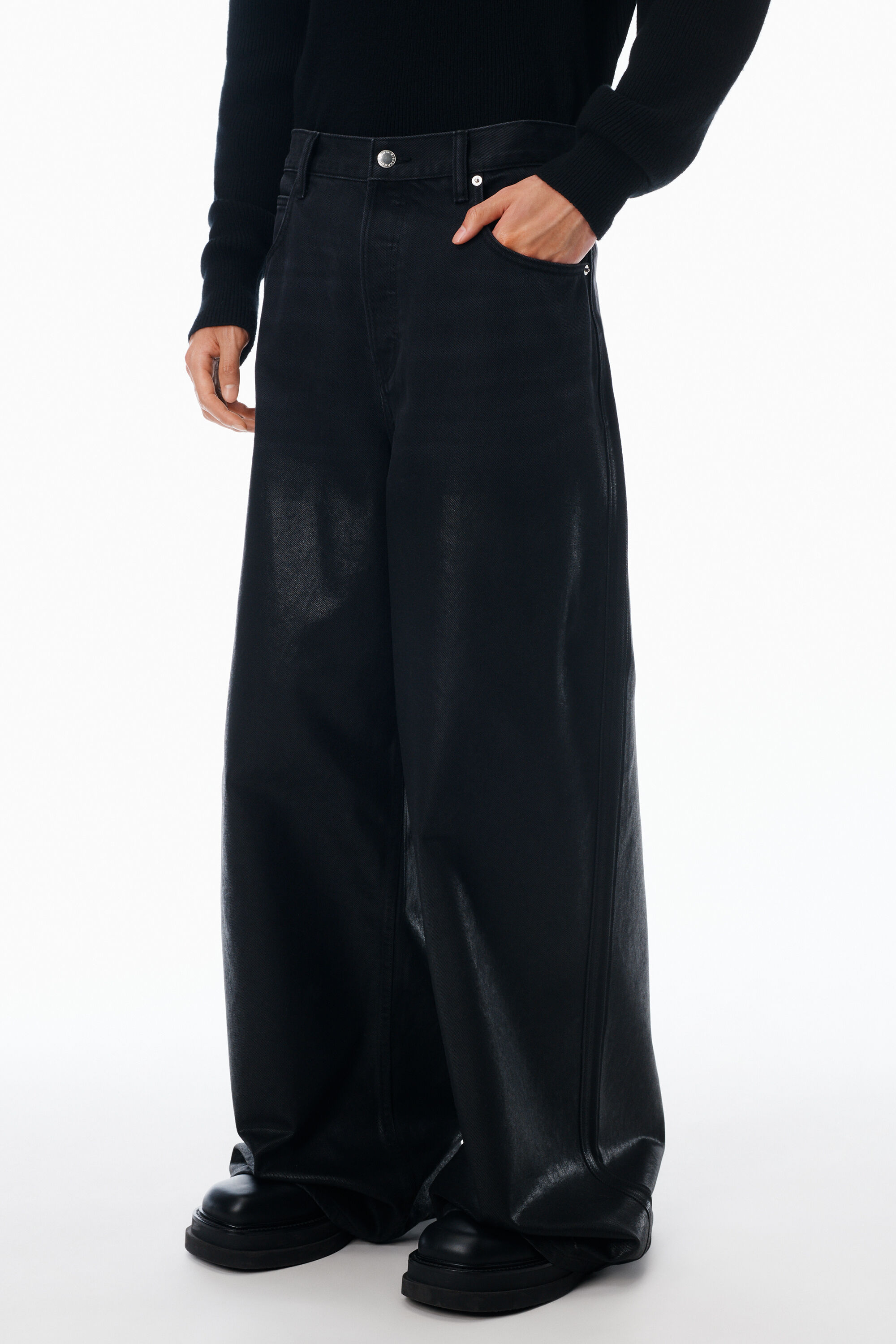 Surge Leather Coated Jean in FADED BLACK | alexanderwang®