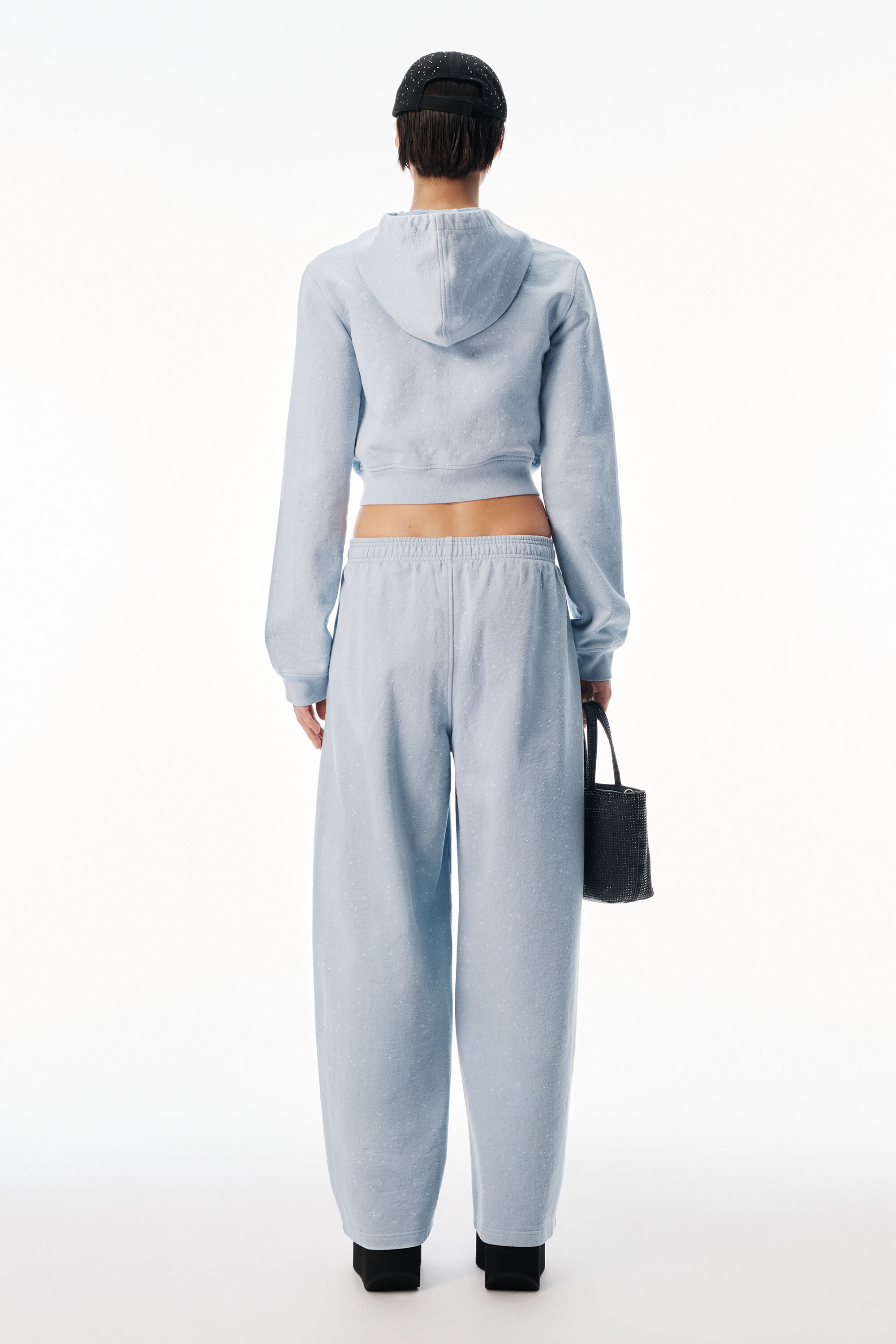 CRYSTAL HOTFIX MID-RISE RELAXED SWEATPANT in WASHED SKY