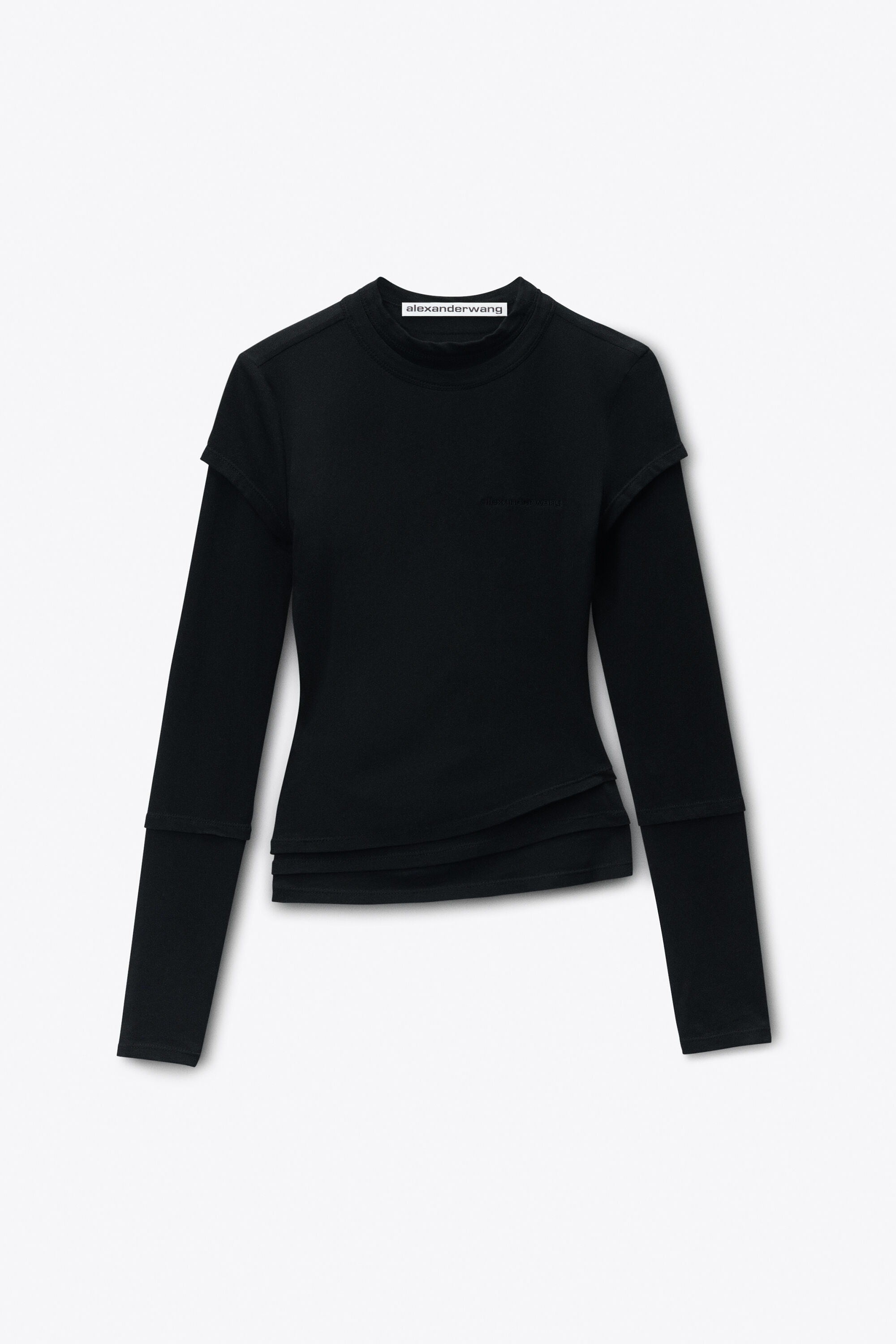 Layered Long Sleeve Tee in BLACK | alexanderwang®