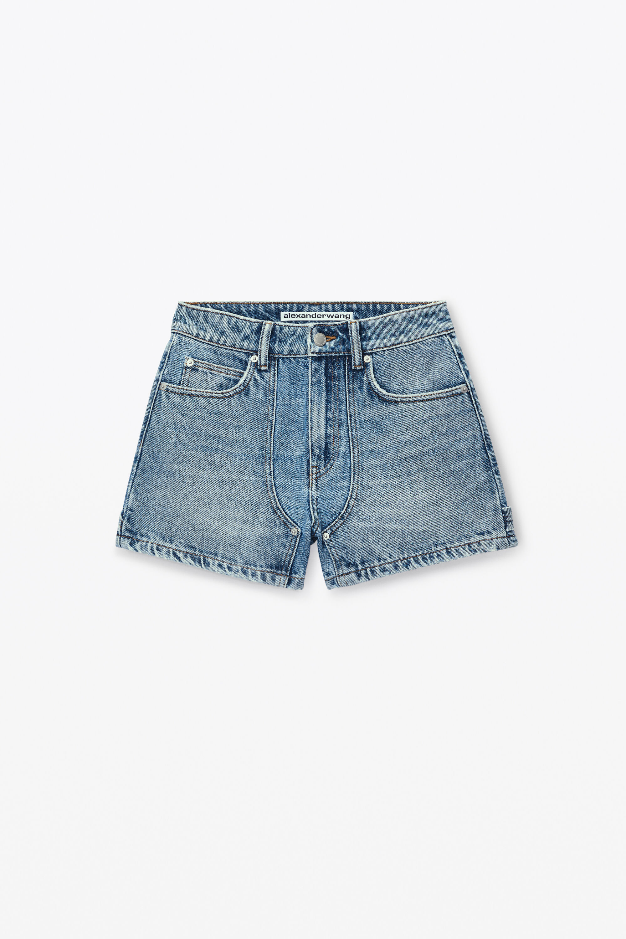 High-Waist Workwear Shorts in Clear Bead Hotfix in CLASSIC WORN