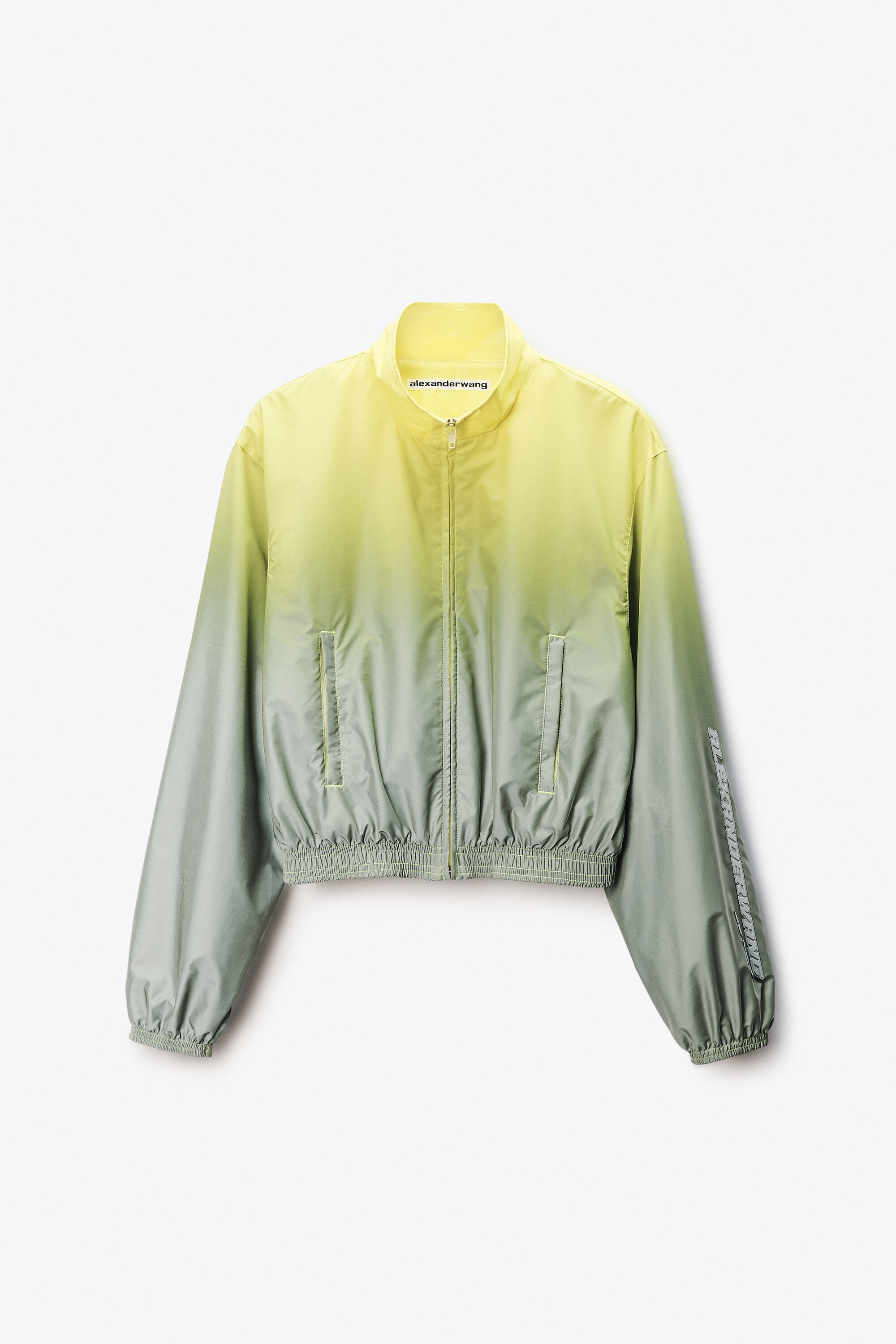 Reflective Shrunken Track Jacket in SILVER/YELLOW | alexanderwang®