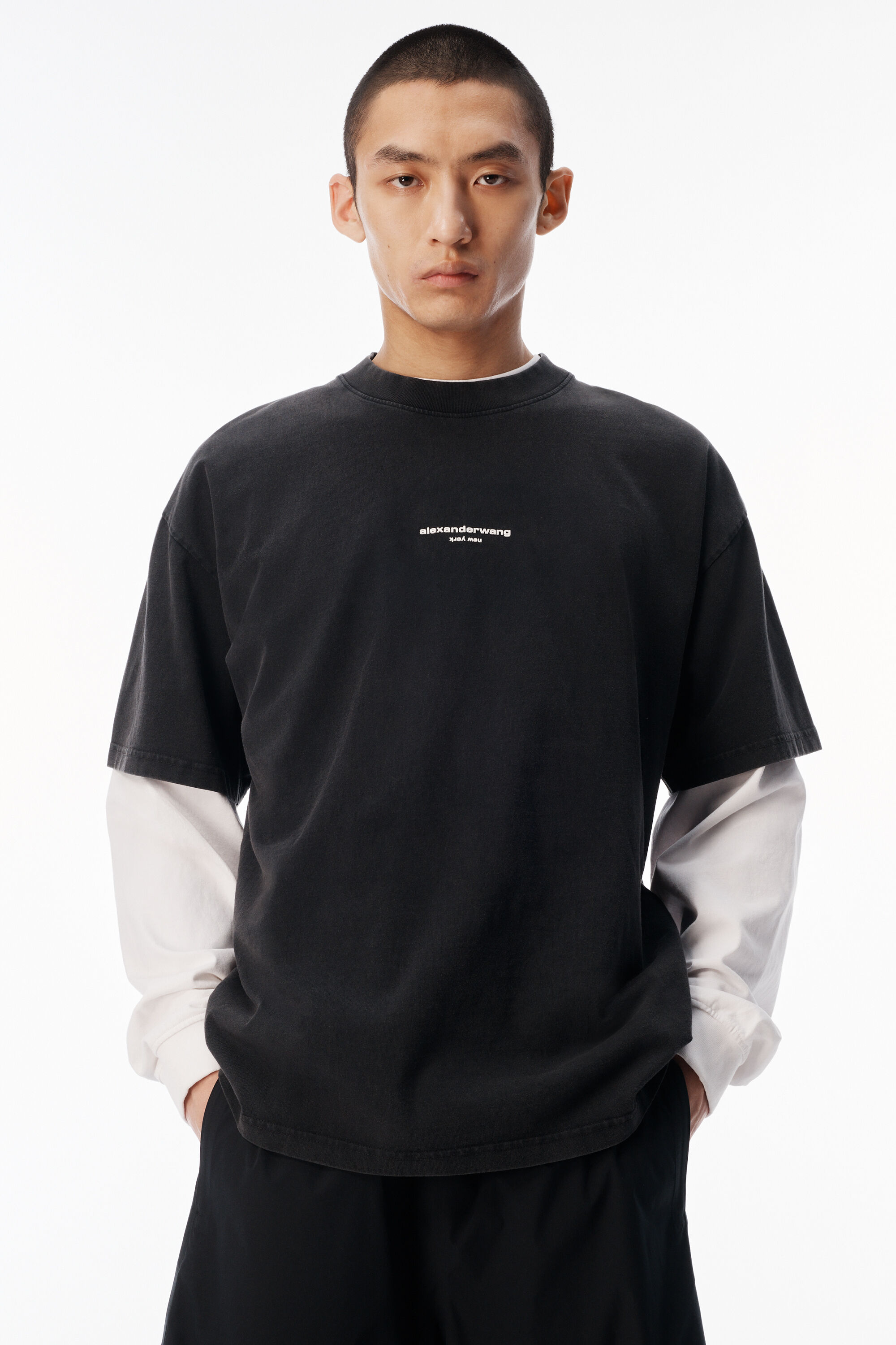 Alexanderwang Tシャツ Mサイズ LOGO PRINT SHORT SLEEVE TEE in WASHED BLACK | alexanderwang®