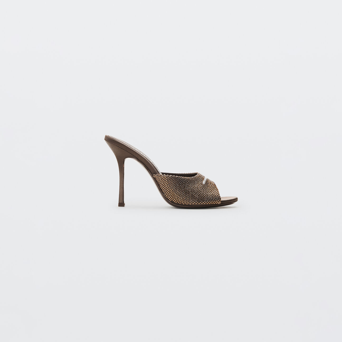 Alexander Wang Cher Crystal Hotfix 105mm Mule In Brown