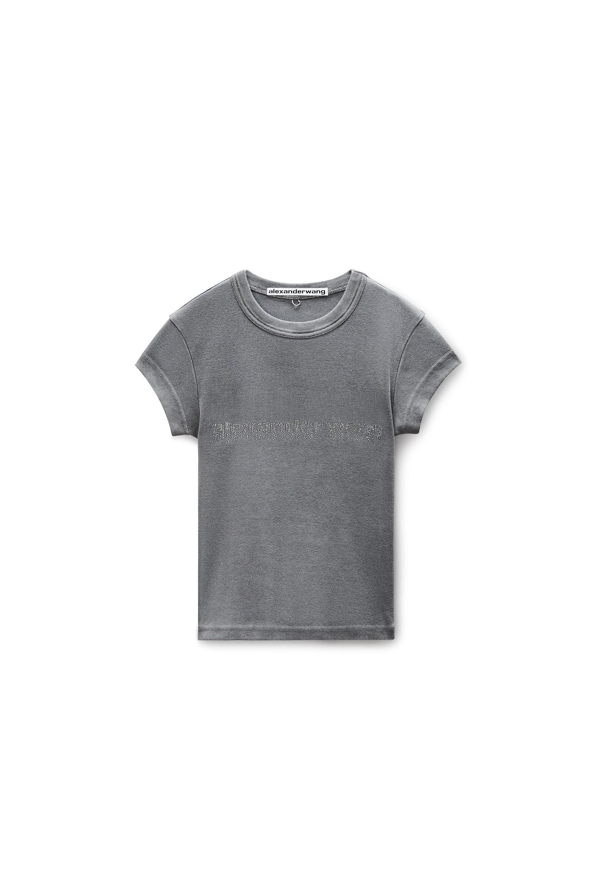 Crystal Logo Cotton Baby Tee in GREY | alexanderwang®