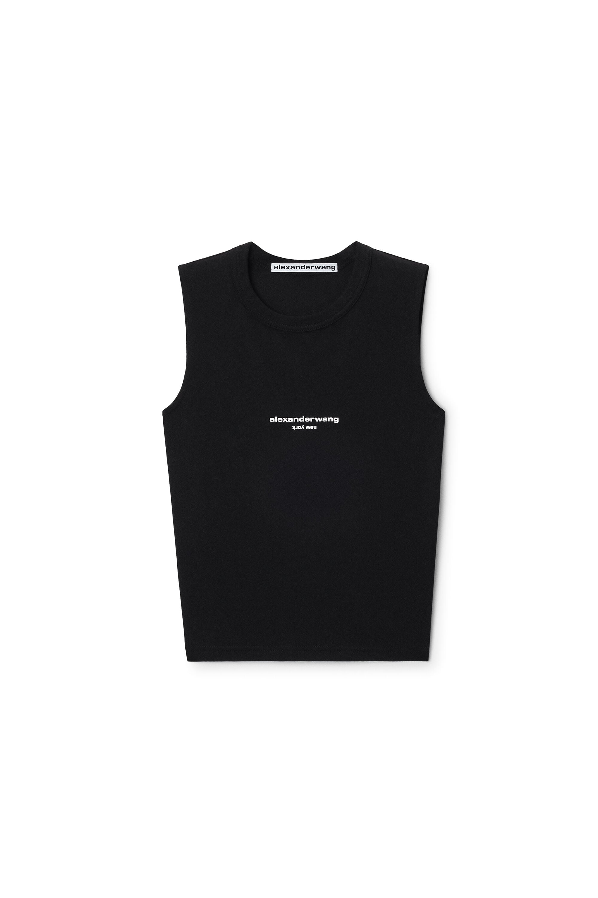 LOGO PRINT FITTED TANK in BLACK | alexanderwang®