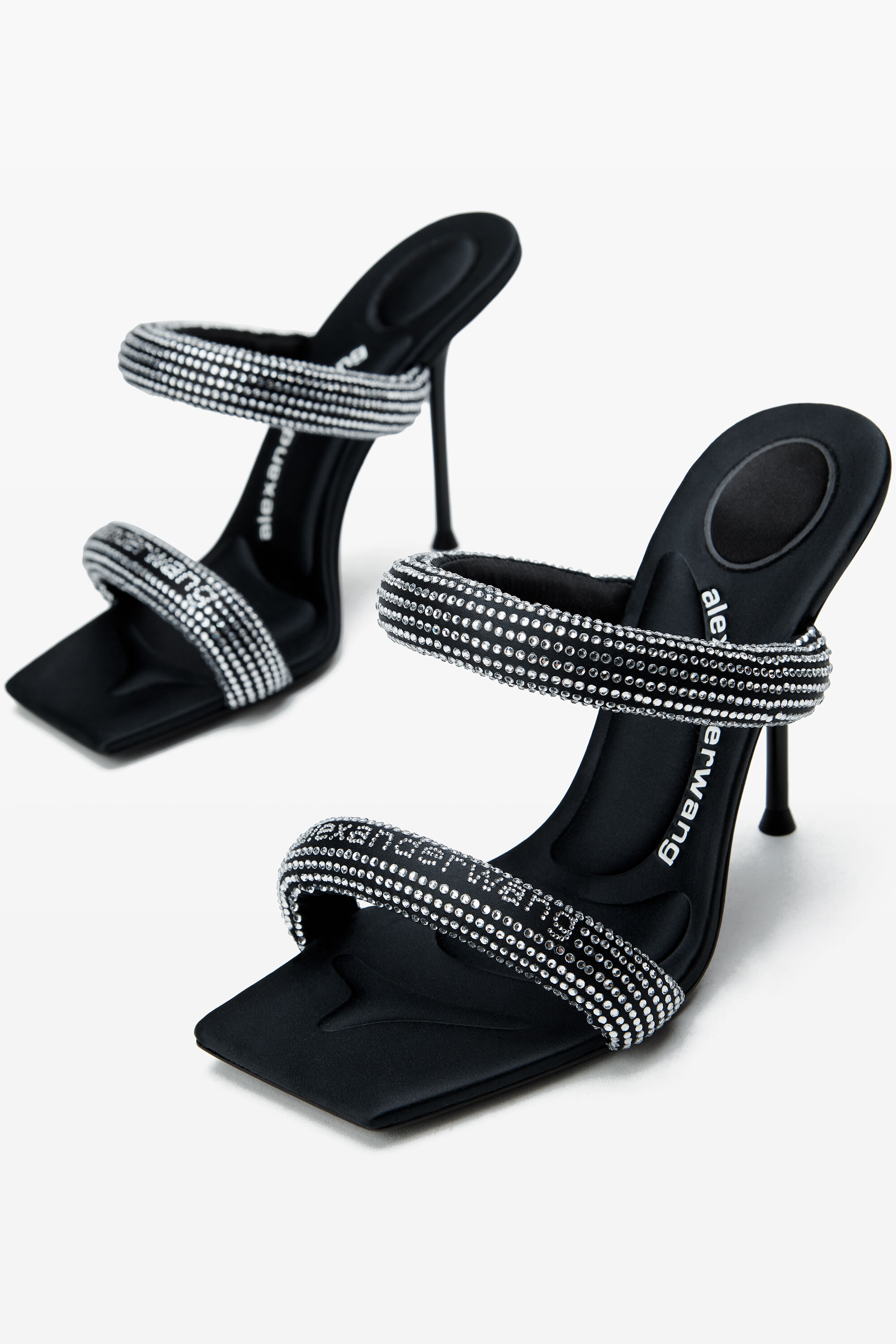 julie black crystal hotfix tubular sandals in BLACK/SILVER