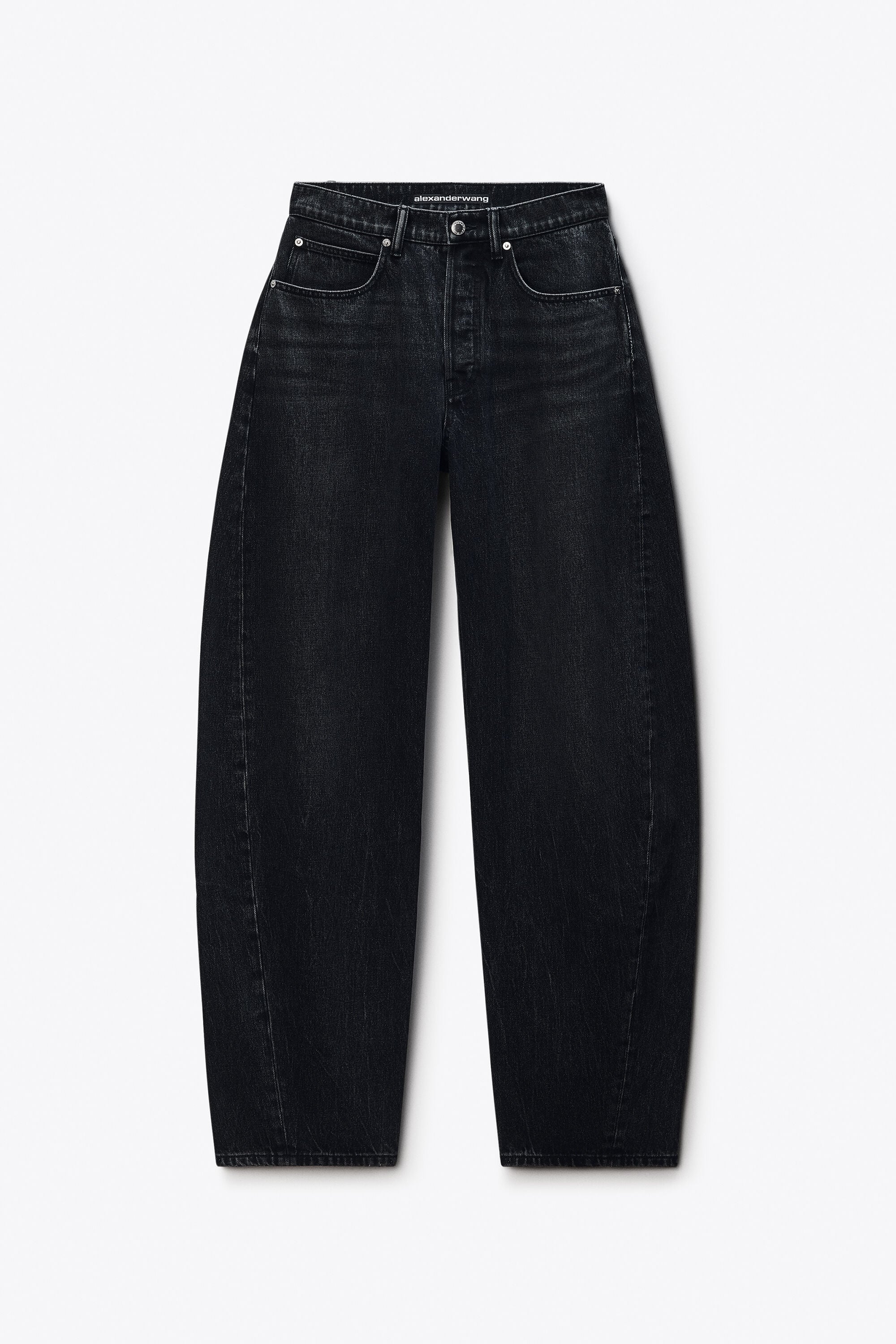 CRYSTAL HOTFIX LOGO POCKET BLOW UP JEAN in GREY AGED | alexanderwang®
